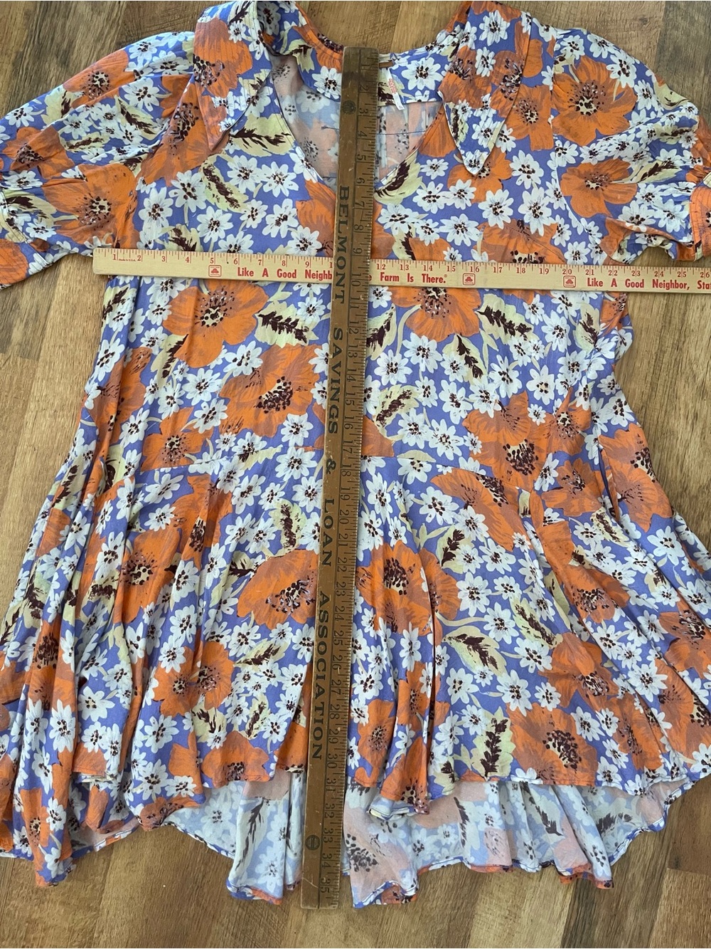 Free People Sugar Crush Floral V-Neck Short Sleeve Tunic Dress in Orange - Picture 13 of 13